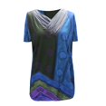 thumbnail image 3 of Blouse à Manches Courtes avec Col Brodé Imprimé Teinture sur Nœuds pour Femmes, 3 of 4