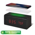 thumbnail image 2 of RCA 5-Watt Qi Charging Alarm Clock with Red LED Digits and Dark Woodgrain Finish - Black, 2 of 3