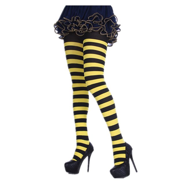 Faithtur Bas pour Femmes Collants Taille Haute Rayés Doux pour la Peau