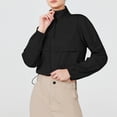 thumbnail image 2 of Timegard Hauts pour Femmes Col à Revers Fermeture Éclair Manches Longues Crop Top Cordon de Serrage Randonnée Plein Air Protection T-Shirt, 2 of 7