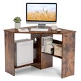 thumbnail image 1 of Costway Corner Computer Desk Triangle Writing Workstation w/Storage Shelf Rustic, 1 of 10