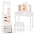 thumbnail image 1 of Costway Kids Vanity Set Princess Makeup Dressing Table & Chair Set with Jewelry Armoire White, 1 of 9