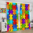 thumbnail image 4 of Puzzle Kitchen Curtains, Colorful Puzzle Pieces Fractal Children Hobby Activity Leisure Toys Cartoon Image, Window Drapes Set 2 Panels,42x54 Inches, 4 of 8
