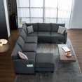 thumbnail image 2 of Noble House Modular U-Shaped Sectional Sofa with Storage Ottoman & USB Ports, 6-Seater Oversized Corner Couch, Gray, 2 of 9