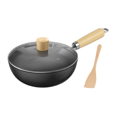 GROWTH TANK Poêle Wok 7 Pieds' Wok Traditionnel Multifonction pour Restaurant Maison Cuisine avec Couvercle