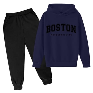 GDREDA Boys 2 Piece Pant Set Autumn And Winter Children's Hoodie Pullover Set Popular Printed Hoodie Set On Underwear Casual Letter Printed Long Sleeve Navy,7-8 Years