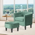 thumbnail image 2 of Costway Barrel Chair with Ottoman Footrest Curved Backrest Armrests Removable Seat Cushion Green, 2 of 10