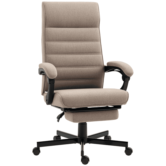 Vinsetto High-Back Office Chair Linen Computer Desk Chair Brown