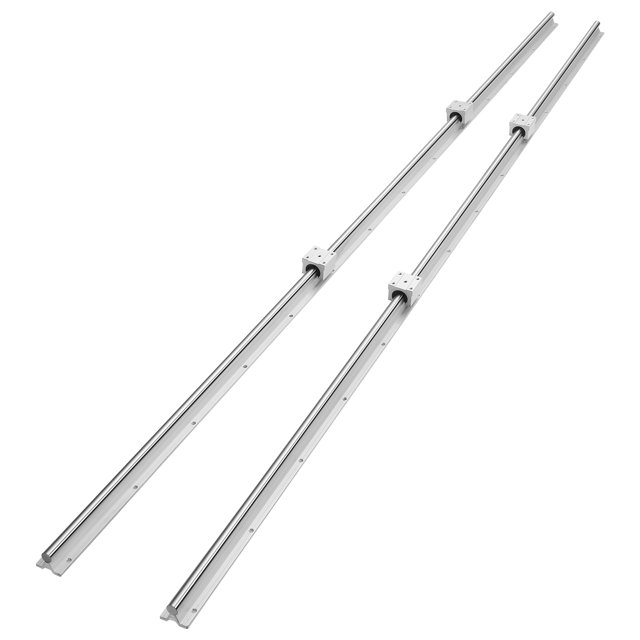 VEVOR 2 Pcs SBR16 Rail de Guidage Linéaire 2000mm Rail de Glissement avec 4 Pcs Blocs de Roulement SBR16UU. l'Ensemble Comprend Deux rails de Guidage Linéaires de 78.7 Pouces (2000mm) en Acier à Haute Teneur en Carbone et Aluminium avec une surface Plaquée Chrome pour la Résistance à la corrosion. Chaque Rail Présente des Trous de Montage Précis et Est Livré avec Quatre Blocs de Glissement SBR16UU Équipés de Roulements à Billes pour un Mouvement Fluide et à Faible Friction. Convient