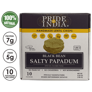 Pride Of India - Salty Black Bean Namkeen Papadum Lentil Crisp - 10 count (3.53oz - 100gm) - Lentil Chips, Gluten-Free Crackers, Healthy Snacks, Indian Snacks, Lentil Crackers