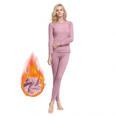 Ensemble de sous-Vêtements Thermiques pour Femme, Couche de Base Chaude d'Hiver Haut et Bas pour le Ski, Haut Thermique Doublé en Molleton et Pantalon par Hontri