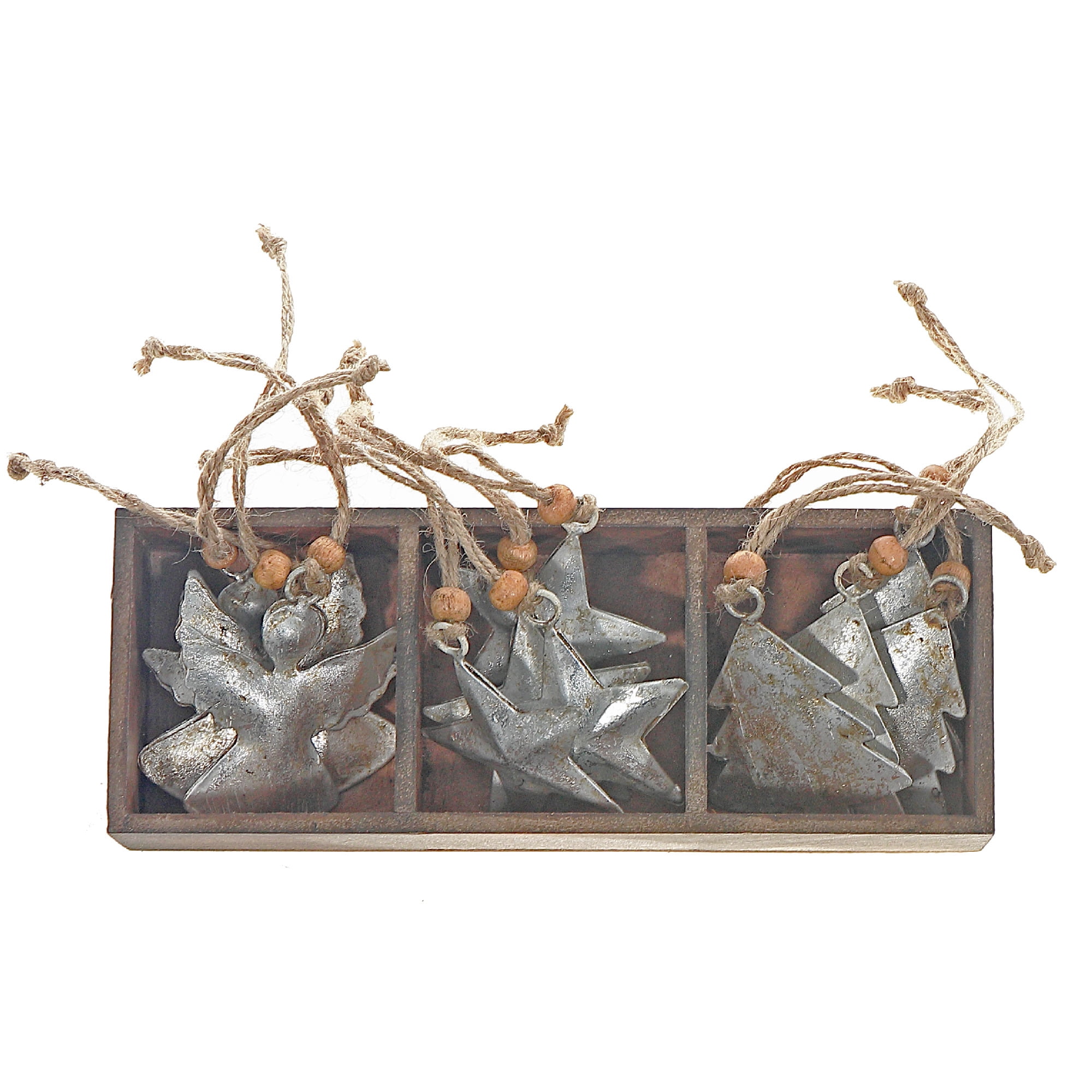 Ornement En Métal (Ange/Arbre/Étoile) (Lot De 12) (Assorti) (Version Argentée)