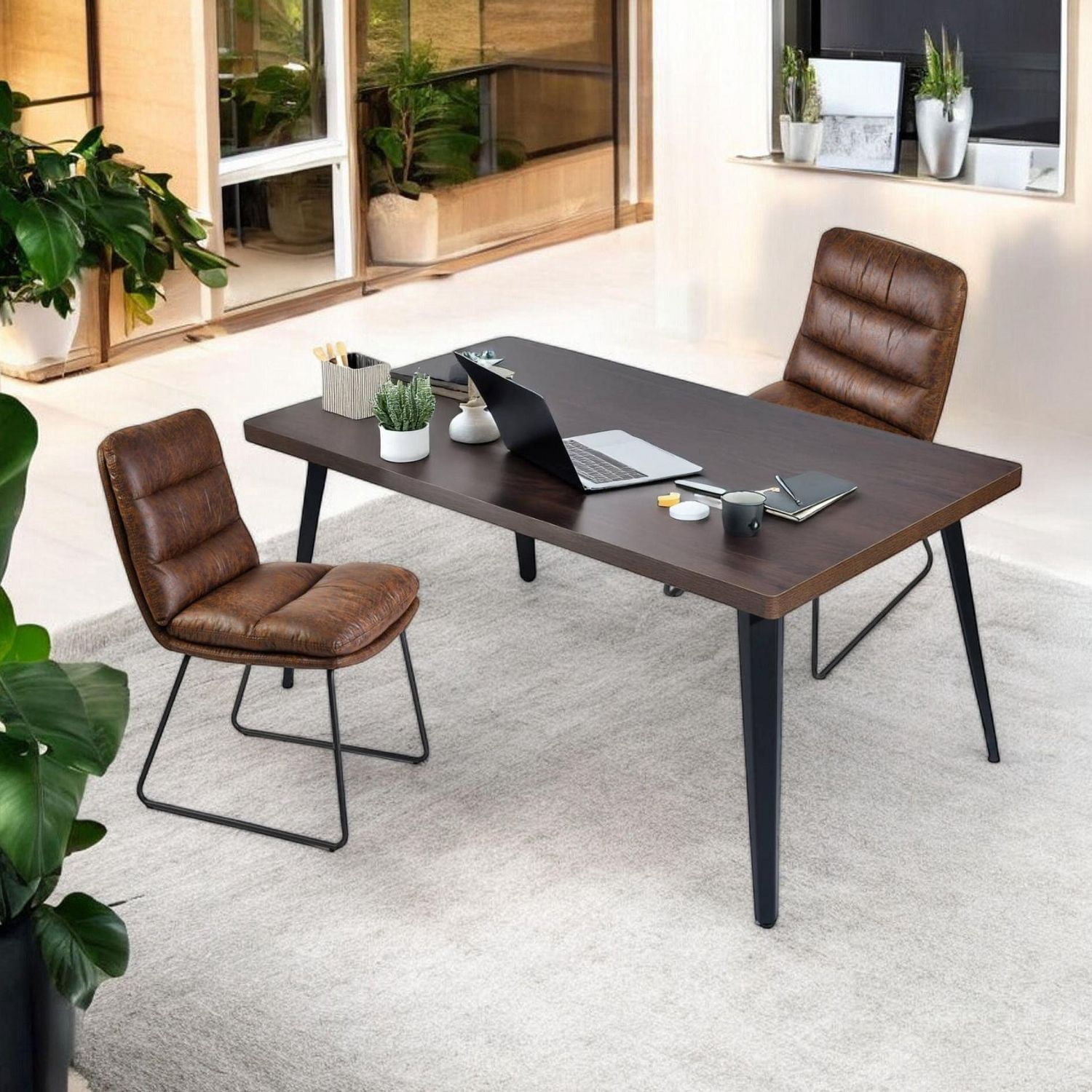 Ensemble de salle à manger 5 pièces Homy Casa - Table rectangulaire et 4 chaises industrielles pour 4 personnes