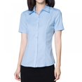 thumbnail image 3 of PENGXIANG Women‘s Cotton Basic Simple Stretch Button Down Shirt  Short Sleeve Blouse, 3 of 9