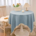 thumbnail image 3 of Bwiyojiz Home Decor Christmas Decorations 60%Cotton,40%Linen Other Decoration Waterproof and Oil Counteractive Tablecloth with Tassels Rectangular for Decorating Coffee Tables Dining, Blue, 3 of 6