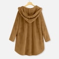 thumbnail image 4 of Kcodviy Women's Solid Color Casual Plus Size Lightweight Fleece Jacket Zipper Hooded Long Coat Oversized Fleece Jacket, 4 of 5