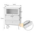 thumbnail image 2 of Buffet, Armoire d'Appoint Blanche avec Porte Coulissante en Verre, Buffet Moderne avec Rangement - BCALO99WH, 2 of 6