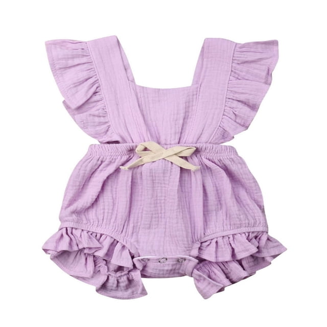 Barboteuse à Volants en Coton pour Nouveau-Née Fille