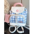 thumbnail image 1 of Supershield Cute Checkerboard School Backpack, Small Aesthetic Travel Bag for Girls - Blue, 1 of 5