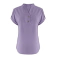 thumbnail image 5 of RKSTN Womens Summer Tops Fashion Cotton and Linen Buttons Going out Tops Basic Solid Color Shirts V-Neck Short Sleeve Loose Fit Pullover Tops, 5 of 5