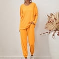 thumbnail image 4 of Mrat Knit Two Piece Outfits for Women Long Sleeve Ribbed Tops Drawstring Pants with Pockets Sweatsuit Set S-2 Yellow XL, 4 of 8