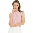 thumbnail image 1 of INSPIRE CHIC Blouses de Travail Sans Manches pour Femmes, Hauts CHIC à Volants Plissés, Rose, P, 1 of 6