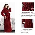 thumbnail image 3 of Women's Plush Fleece Robe with Elastic Waist Design Long Warm Solid Bathrobe Dressing Nightgown, 3 of 5