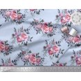 thumbnail image 3 of Soimoi Bleu Velours Feuilles & Rose Imprimé Floral Tissu à Coudre BTY 58 Pouces de Large, 3 of 3