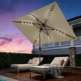 thumbnail image 3 of Solar Rectangular Patio Umbrella 10×6.5 ft with LED Lights, UV Protection, Fade Resistant, Crank Lift and Push Button Tilt, Vented Canopy for Outdoor Patio Garden Deck Pool, Beige Gray Turquoise Blue, 3 of 8