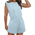 thumbnail image 2 of Penkiiy Womens 2024 Rompers Open Back Jumpsuits Onesie One Piece Sweatsuit Outfits with Pockets S Sky Blue, 2 of 9