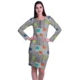 thumbnail image 1 of Moomaya Womens Full Sleeve Printed Midi Length Printed Bodycon Dress, 1 of 6