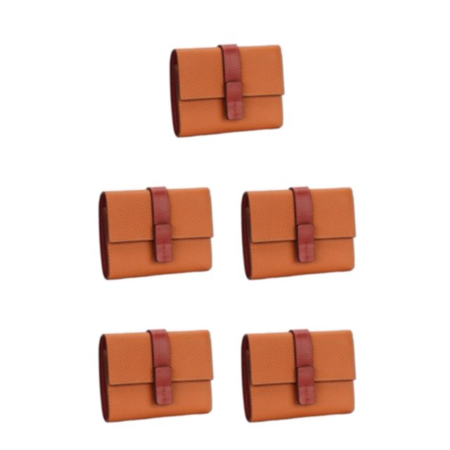 pitrice Leather Women Purse Rectangular Trifold for Zipper Hasp Stylish Card Holder Photo Folder Wallet Notecase Birthday Gift Gold Brown 5Set