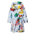 thumbnail image 1 of Zanarzt Infant Robe Childrens Flannel Robe Cartoon Print Home Fleece Bathrobe for Boys and Girls with Pockets Light Blue,6-7 Years, 1 of 6