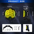 thumbnail image 4 of Zootealy 3 Inch LED Work Light with Yellow Flash, Side Yellow Light, and White Light - Die-casting Aluminium Shell, 15 Highlight LED Chips, 3000K Color Temperature, 15000LM, IP67 Waterproof - Ideal, 4 of 6