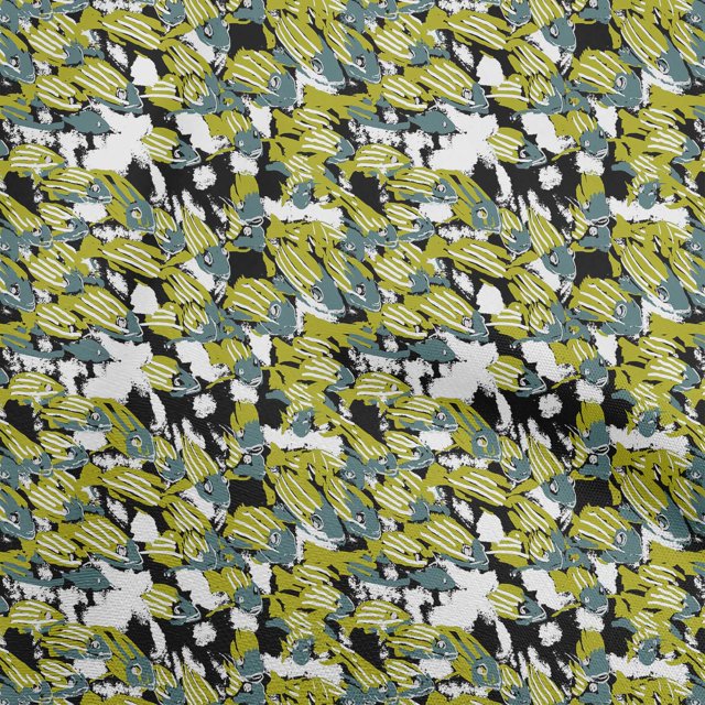 oneOone Polyester Spandex Light Green Fabric Asian Japanese Koi Fish Sewing Material Print Fabric by The Yard 56 Inch Wide