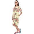thumbnail image 1 of Bimba Chemise de Nuit à Manches Courtes pour Femmes, Jaune Pâle à Imprimé Floral - 22, 1 of 6