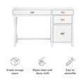 thumbnail image 3 of Linon Peggy Side Storage Wood Desk with 4 Drawers Rose Gold Hardware in White, 3 of 20