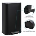 thumbnail image 2 of Kitchen Trash Can, Stainless Steel Garbage Can With Soft-Close Lid, Foot Pedal and Removable Inner Basket, Black Rectangular Small Step Waste Bin for Office Bedroom Bathroom Living Room, 2 of 8