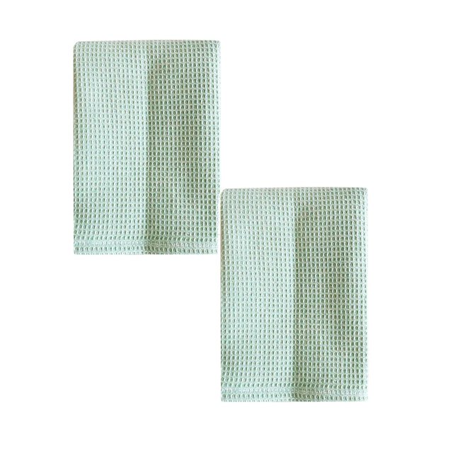 Oleegame 2PC Ten Dollar Items Cotton Plain Dish Towels Pineapple Pads Kitchen Rags Green