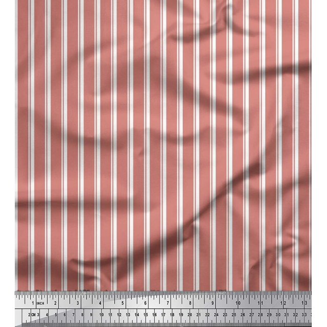 Soimoi Satin Silk Fabric Striped Stripe Print Fabric by The Yard 42 Inch Wide
