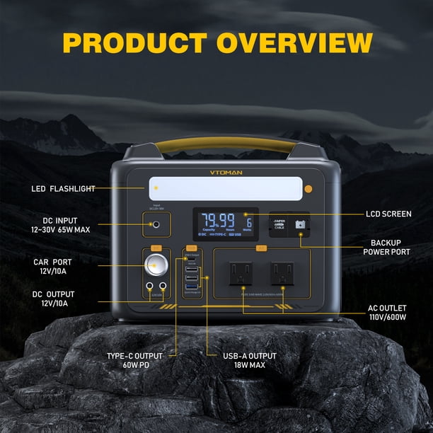 VTOMAN Jump 600X Portable Power Station,299Wh LiFePO4 Battery,600W