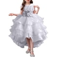 thumbnail image 1 of XDZJLR Girl Dresses Children'S Solid Color Irregular Mesh Lace Knee Length Trailing Wedding Puffy Princess Clothing, 1 of 4