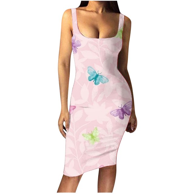 SMihono Robes d'Été Bohémiennes pour Femmes Grande Taille Mode Décontractée Été Sans Manches Épaules Dénudées Robe Col Rond Unie