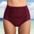 thumbnail image 3 of Women High Waist Ruched Bikini Bottoms Tummy Control Swimsuit Briefs Pants, 3 of 3