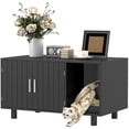 thumbnail image 1 of PawHut Meuble Cache-Litière pour Chat, Table d'Appoint pour Chat avec Grattoir, Noir, 1 of 10