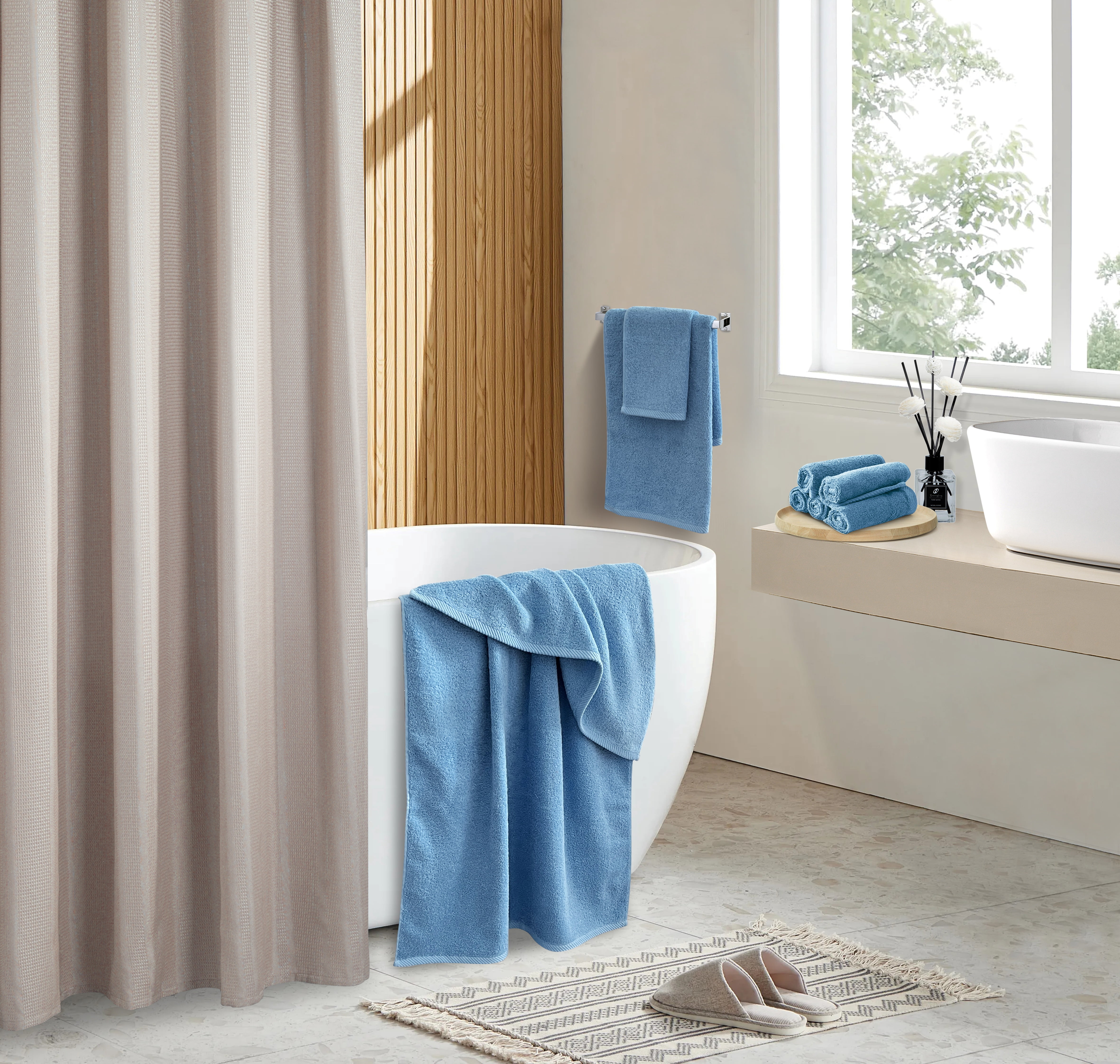 Ensemble de 6 serviettes bain Swift Home — 100 % coton, luxueusement douces, très absorbantes, séchage rapide, aqua