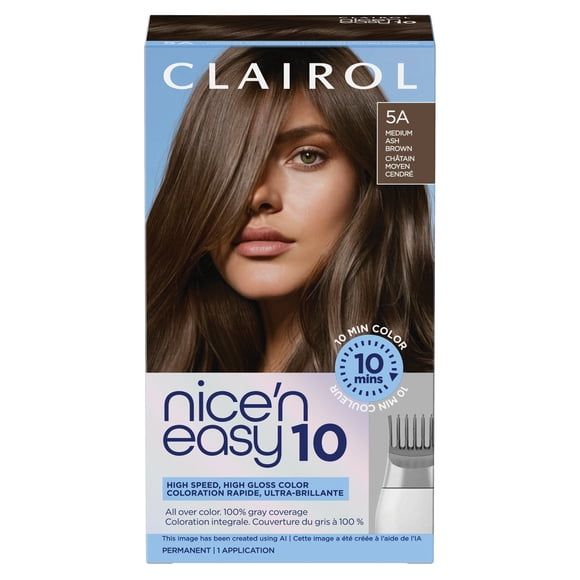 Clairol Nice'N Easy 10 Permanent Hair Dye, 100% gray coverage in just 10 minutes