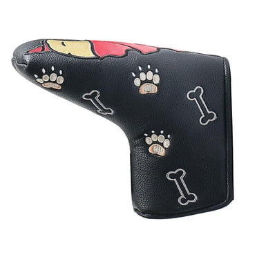 Almencla Golf Mallet Putter Head Cover PU Leather Putter Headcover Fashion Golf Club Head Straight Black