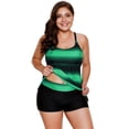thumbnail image 2 of Women's Plus Size Colorblock High Waist Tankini Boxer Shorts Split Sports Swimwear, 2 of 4