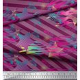 thumbnail image 2 of Soimoi Poly Georgette Fabric Star & Diagonal Stripe Print Fabric by the Yard 42 Inch Wide, 2 of 3